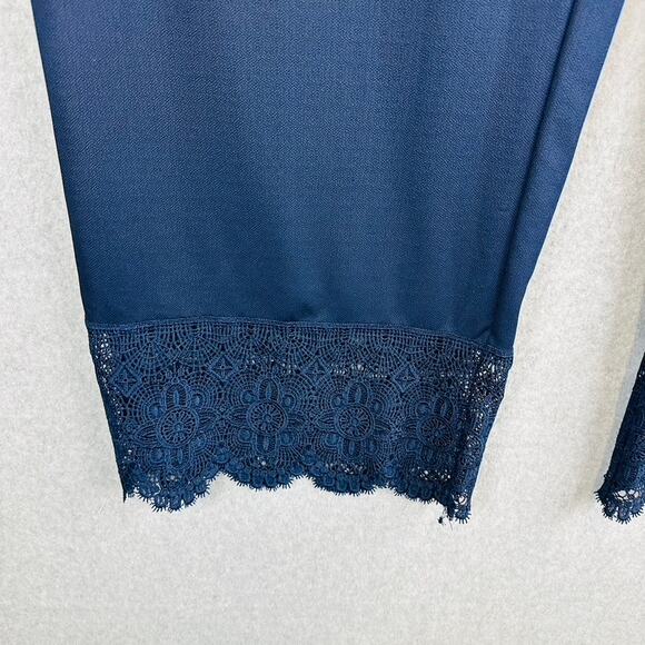 Isaac Mizrahi Live Womans 4XT Tall Plus Pants Pull On Wide Leg Blue Stretch Lace - Picture 4 of 10